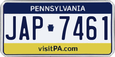 PA license plate JAP7461