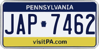 PA license plate JAP7462