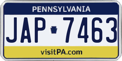 PA license plate JAP7463