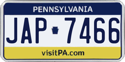 PA license plate JAP7466