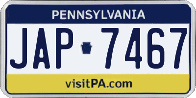 PA license plate JAP7467