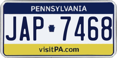 PA license plate JAP7468