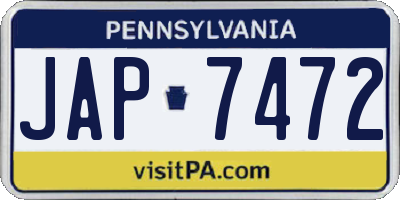 PA license plate JAP7472