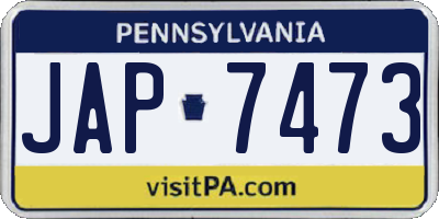 PA license plate JAP7473