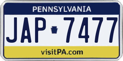 PA license plate JAP7477