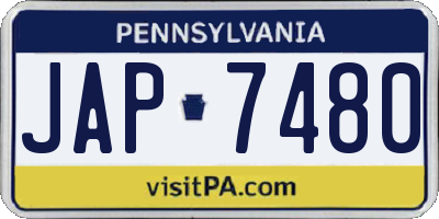 PA license plate JAP7480