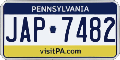 PA license plate JAP7482