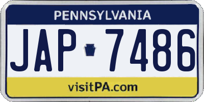 PA license plate JAP7486