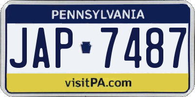 PA license plate JAP7487