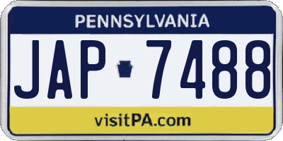PA license plate JAP7488