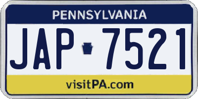 PA license plate JAP7521