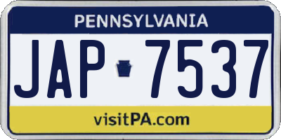 PA license plate JAP7537
