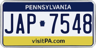 PA license plate JAP7548