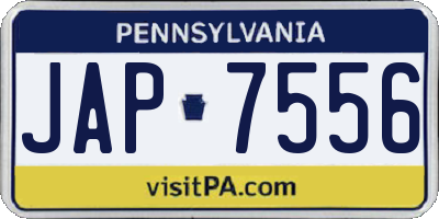 PA license plate JAP7556