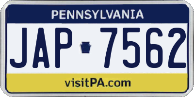 PA license plate JAP7562