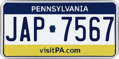 PA license plate JAP7567