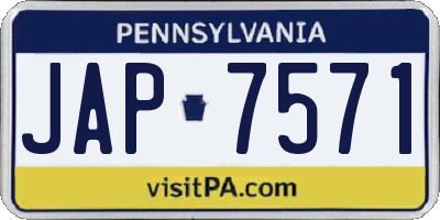 PA license plate JAP7571