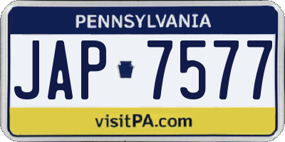 PA license plate JAP7577