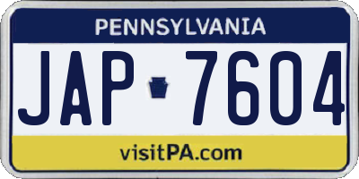 PA license plate JAP7604