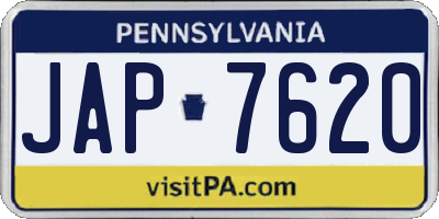 PA license plate JAP7620