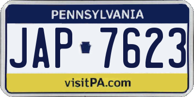 PA license plate JAP7623