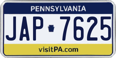 PA license plate JAP7625