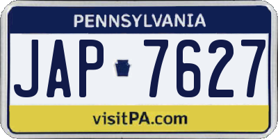 PA license plate JAP7627