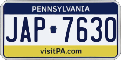 PA license plate JAP7630