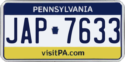 PA license plate JAP7633