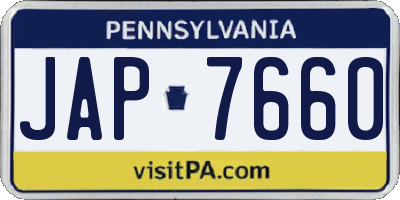 PA license plate JAP7660