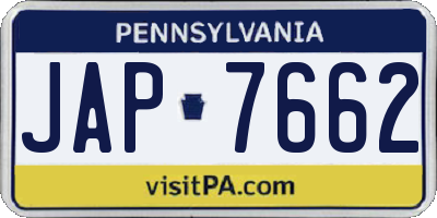 PA license plate JAP7662