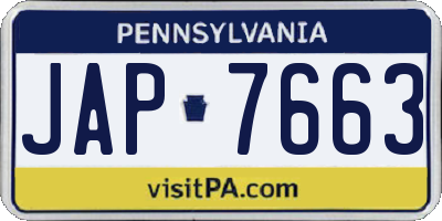 PA license plate JAP7663