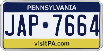 PA license plate JAP7664