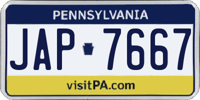 PA license plate JAP7667