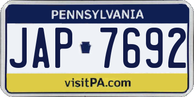PA license plate JAP7692