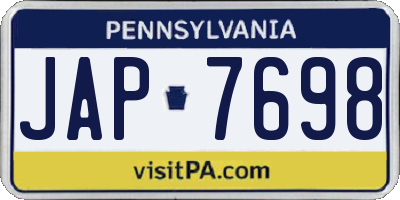 PA license plate JAP7698