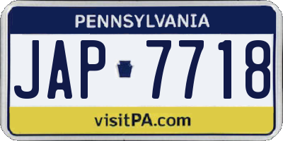 PA license plate JAP7718