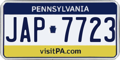 PA license plate JAP7723