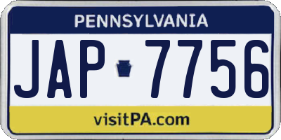 PA license plate JAP7756