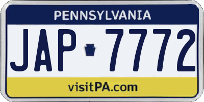 PA license plate JAP7772