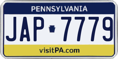 PA license plate JAP7779