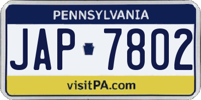 PA license plate JAP7802