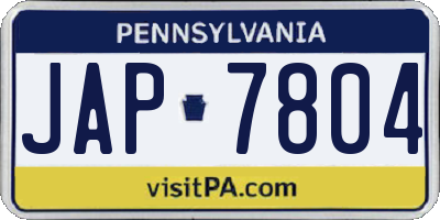 PA license plate JAP7804