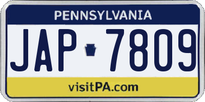 PA license plate JAP7809