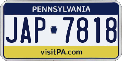 PA license plate JAP7818