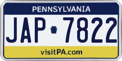PA license plate JAP7822