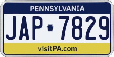 PA license plate JAP7829