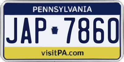 PA license plate JAP7860