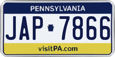 PA license plate JAP7866