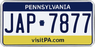 PA license plate JAP7877